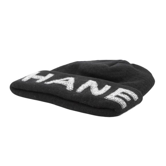 CHANEL Logo knit hat Wool 70%/Cashmere30% Black/Gray - Picture 5 of 10